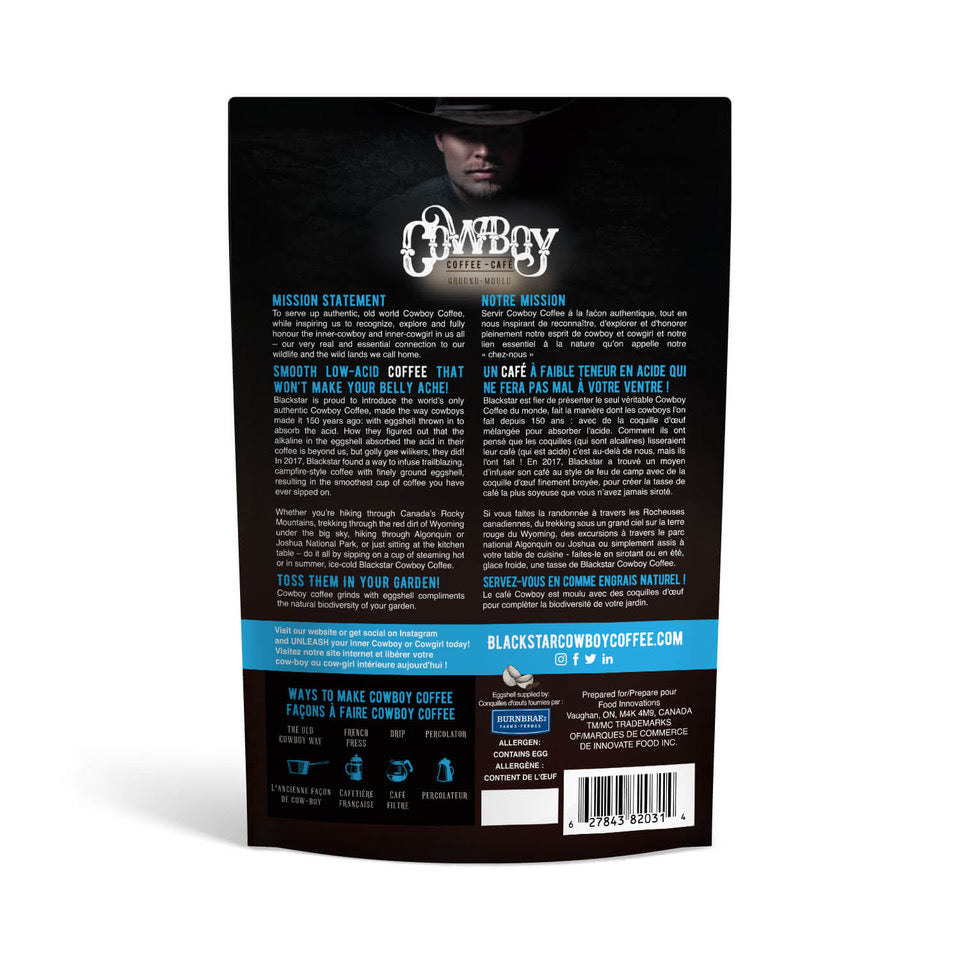 Blackstar Cowboy Coffee Package (Back) CA - Mud Dark Fire Roasted