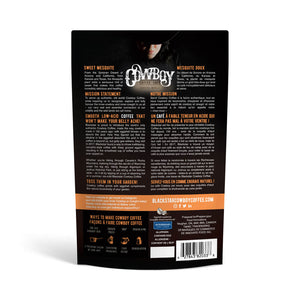 Blackstar Cowboy Coffee Package (Back) CA - Sweet Mesquite Fire Roasted Flavor